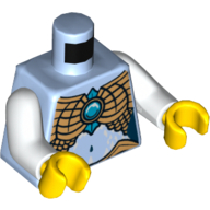 Torso Armor with Gold Scales and Blue Chi Jewel Print, White Arms, Yellow Hands Leuchtendes Hellblau