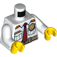 Torso Fire Chief Shirt with Tie, Fire Logo Badge and Belt Print, White Arms, Yellow Hands White