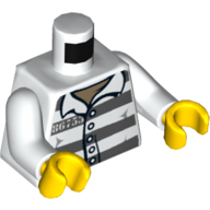Torso Prison Shirt, '86753', Dual Sided Dark Bluish Gray Stripes over Dark Tan Undershirt Print, White Arms, Yellow Hands Weiß