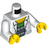 Torso Lab Coat with Pockets over Bright Green Shirt Print (Doc Ock), White Arms, Yellow Hands Weiß