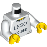 Torso 'LEGO House' / LEGO Logo Back Print, White Arms, Yellow Hands Weiß