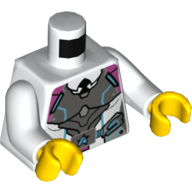 Torso Armor with Dark Pink and Medium Azure Plate, Ultra Agents Logo over Shirt and Black Tie Print, White Arms, Yellow Hands White