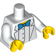 Torso Lab Coat, White Shirt, Azure Bow Tie Print, White Arms, Yellow Hands White