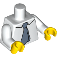 Torso Shirt, with Sand Blue Tie Print, White Arms, Yellow Hands White