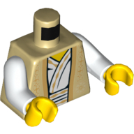 Torso Robe over White Under-robe Print, White Arms, Yellow Hands Tan