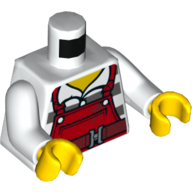 Torso Overalls, Red over Prison Shirt / Paintbrush on Back Print, White Arms, Yellow Hands White