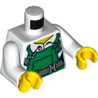 Torso Overalls, Green over Dark Bluish Grey Belt, Prison Shirt Print, White Arms, Yellow Hands White
