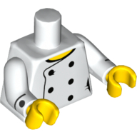 Torso Chef with Six Buttons and Yellow Neck Print, White Arms with Black Cuffs and Buttons Print, Yellow Hands White