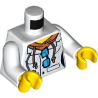 Torso Jacket with Open Notched Collar over Hoodie, Drawstrings and Sunglasses Print, White Arms, Yellow Hands White