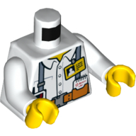 Torso Shirt, ID Badge, Utility Belt, Grey Suspenders, Notepad/Notebook, Radio Print, White Arms, Yellow Hands White