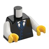Torso Vest with White Shirt and Blue Tie, Buttons Print, White Arms, Yellow Hands Black