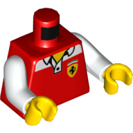 Torso Shirt with White Collar and Ferrari Logo Print, White Arms, Yellow Hands Rot