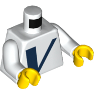 Torso Dark Blue V Print, White Arms, Yellow Hands White