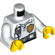 Torso Shirt, Badge, Radio, Utility Belt with Screen Print, White Arms, Yellow Hands Weiß