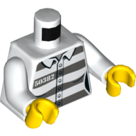 Torso Prison Jumpsuit with Dark Bluish Gray Stripes and '50382' Print, White Arms, Yellow Hands Weiß