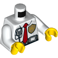 Torso Shirt, Fire Badge, Radio, Utility Belt with Screen, Red Tie Print, White Arms, Yellow Hands in 