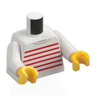 Torso Sweater with Thin Red Horizontal Stripes Print, White Arms, Yellow Hands White