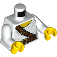 Torso Tunic with Reddish Brown Shoulder Strap and Belt Print, White Arms, Yellow Hands Weiß