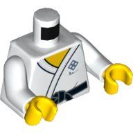 Torso Gi with Tied Black Belt Print, White Arms, Yellow Hands White