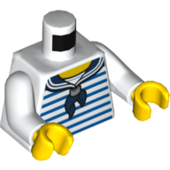 Torso Shirt with Dark Blue Stripes, Dark Blue Sailor Neckerchief Print, White Arms, Yellow Hands White