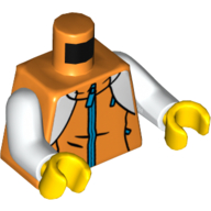 Torso, Jacket, Bright Light Blue Zipper, Tiger on Back Print, White Arms, Yellow Hands Orange