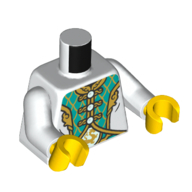 Torso Tunic, Dark Turquoise Panel, Gold Trim print, White Arms, Yellow Hands Weiß