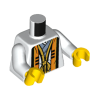 Torso, Robe, Black/Orange Trim, Sand Blue Shirt print, White Arms, Yellow Hands Weiß