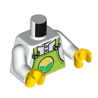 Torso Overalls, Lime with Grocery Store Logo Print, White Arms, Yellow Hands Weiß