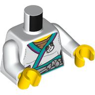 Torso, Robe, Dark Turquoise/Magenta Trim, Light Bluish Grey Belt, Panda print, White Arms, Yellow Hands White