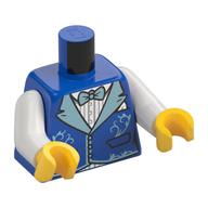 Torso Jacket, Medium Azure Lapels, Bow Tie, White Shirt print, White Arms, Yellow Hands Blue
