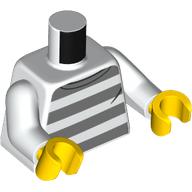 Torso Prison Sweater, Dark Bluish Gray Stripes Print, White Arms, Yellow Hands White