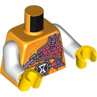Torso, Lavender Straps, Coral Armor, Black/White Hourglass print, White Arms, Yellow Hands Bright Light Orange