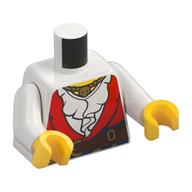 Torso Shirt with Ruffles, Under Red Vest, Dark Brown Belt print, White Arms, Yellow Hands Weiß