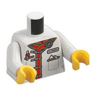 Torso Tunic, Gold Straps, Red Trim, Name Badge, Silver Dragon on Back print, White Arms, Yellow Hands Weiß