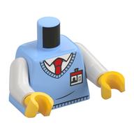 Torso, Sweater, White Shirt, Red Tie, ID Badge print, White Arms, Yellow Hands Leuchtendes Hellblau