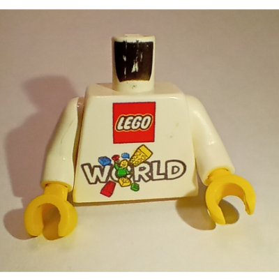 Torso, 'LEGO World', '2016 Ik was erbij! www.LEGOWORLD.nl' on Back print, White Arms, Yellow Hands Weiß