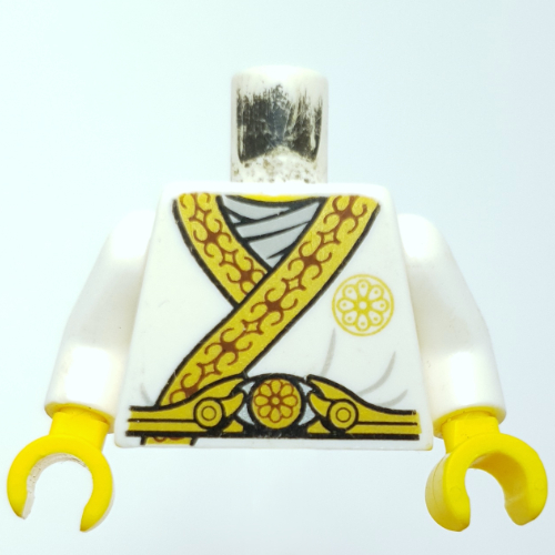Torso Tunic with Gold Trim, Dark Red Decorations, Light Bluish Grey Shirt, White Arms, Yellow Hands White