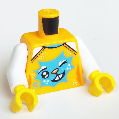 Torso, Shirt, Medium Azure Decorations Print, White Arms, Yellow Hands Leuchtendes Hellorange
