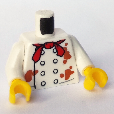 Torso Chef with 8 Front Buttons with Dark Orange Stains and Red Neckerchief / Neckerchief on Back Print, White Arms, Yellow Hands White
