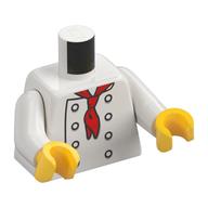 Torso Chef with 8 Buttons and Long Red Neckerchief / Neckerchief on Back Print, White Arms, Yellow Hands Weiß