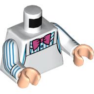 Torso Apron, Bright Pink Bow Tie, Dark Azure Striped Shirt print, White Arms, Light Nougat Hands Weiß