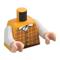 Torso, Dark Red Checkered Shirt, White Collar, Dark Brown Pants print, White Arms, Light Nougat Hands Leuchtendes Hellorange