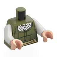 Torso Sweater, Dark Green Lines, White Shirt, Tan Belt print, White Arms, Light Nougat Hands Olivgrün
