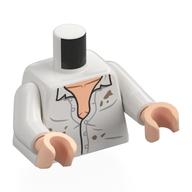 Torso, Half Open Shirt, Light Nougat Chest, Dark Tan Stains print, White Arms, Light Nougat Hands White