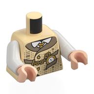 Torso, Buttoned Vest, Dark Tan Color, Gold Watch On Chain, White Shirt, Tie print, White Arms, Light Nougat Hands Beige