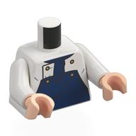 Torso Chef Jacket, Dark Blue Overall, Gold Button print, White Arms, Light Nougat Hands White