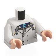 Torso, Navy Uniform, Buttons, Silver String, Dark Blue Shirt, Medium Blue Tie print, White Arms, Light Nougat Hands Weiß