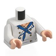 Torso Marine Uniform, Blue Trim, Tie, Gold Buttons print, White Arms, Light Nougat Hands Weiß