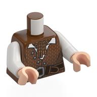 Torso Tunic, Gold Stripes, Scarf, White Shirt, Dark Brown Belt print, White Arms, Light Nougat Hands Rotbraun