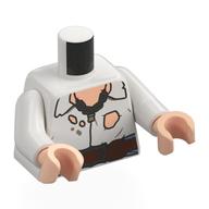 Torso Shirt with Holes, Dirt Stains, Light Nougat Chest, Nougat/Sand Blue Belt, Necklace print, White Arms, Light Nougat Hands White